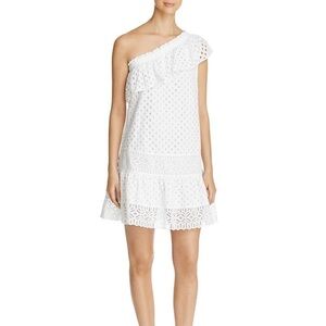 Tory Burch Women’s Zoe Eyelet One Shoulder Dress White Size 4 Tiered Knee length